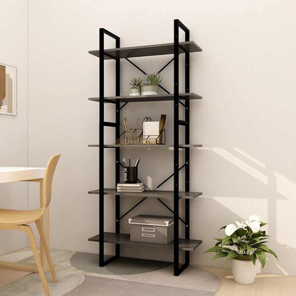 5-Tier Book Cabinet 40x30x175 cm Solid Wood Pine Grey 80 cm
