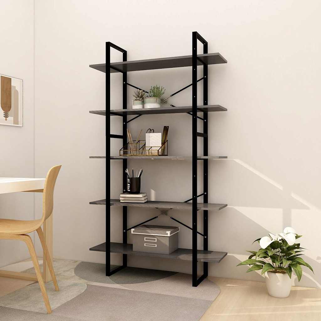 5-Tier Book Cabinet 40x30x175 cm Solid Wood Pine Grey 100 cm