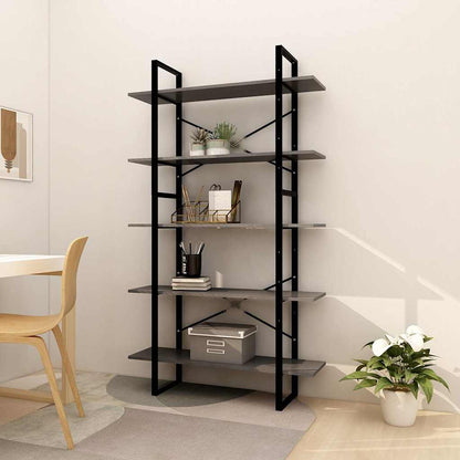5-Tier Book Cabinet 40x30x175 cm Solid Wood Pine Grey 100 cm