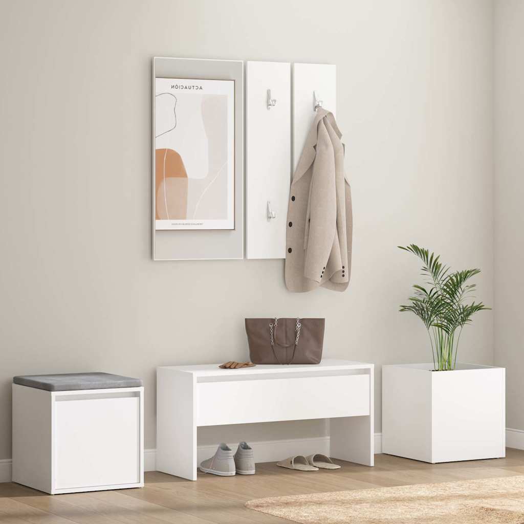 Hallway Furniture Set Engineered Wood White