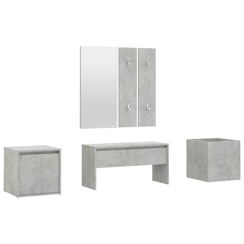 Hallway Furniture Set Engineered Wood Concrete grey
