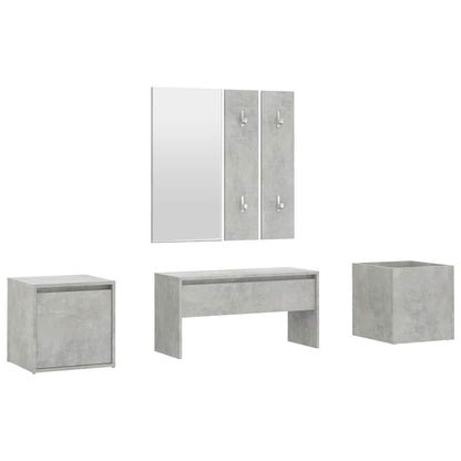Hallway Furniture Set Engineered Wood Concrete grey