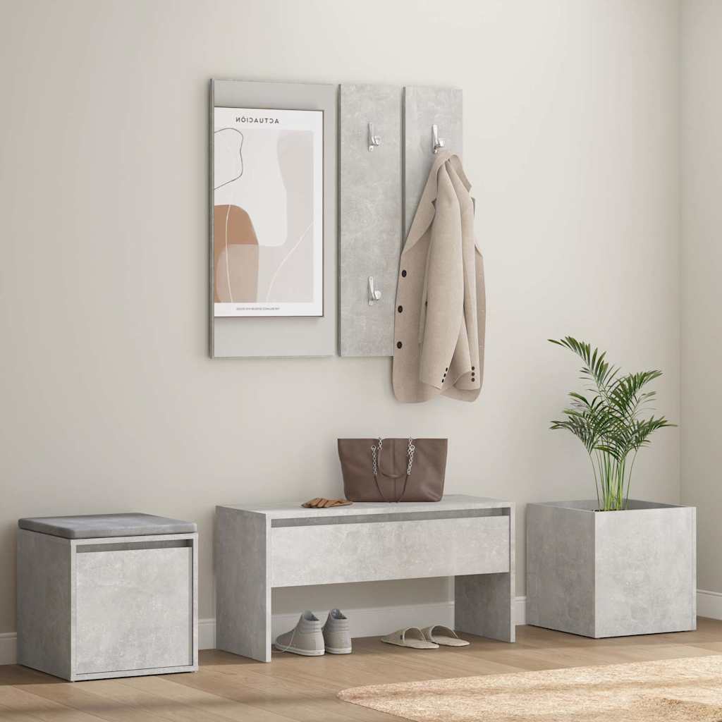Hallway Furniture Set Engineered Wood Concrete grey
