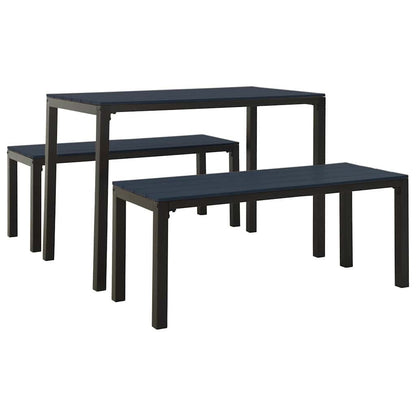 vidaXL 3 Piece Garden Dining Set Steel and WPC Black 2