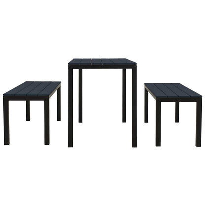 vidaXL 3 Piece Garden Dining Set Steel and WPC Black 3