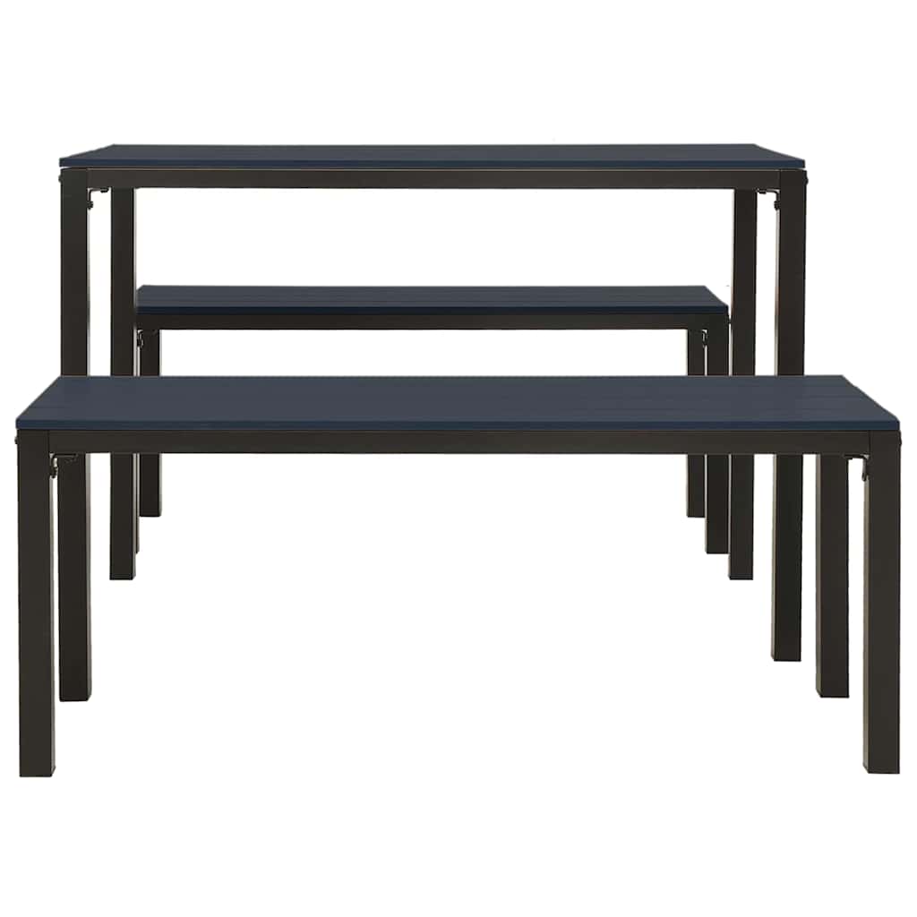 vidaXL 3 Piece Garden Dining Set Steel and WPC Black 4