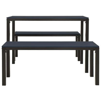vidaXL 3 Piece Garden Dining Set Steel and WPC Black 4