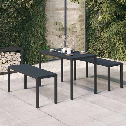 vidaXL 3 Piece Garden Dining Set Steel and WPC Black 1