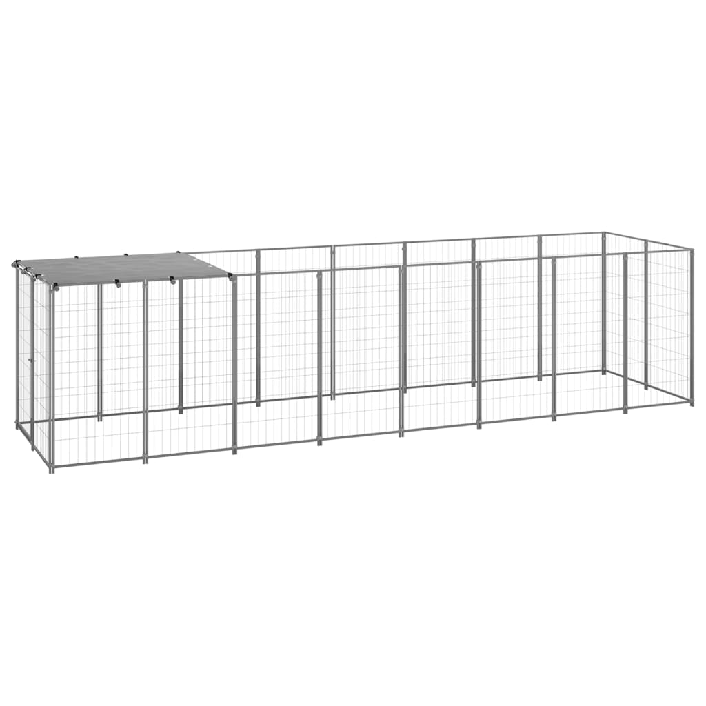 vidaXL Dog Kennel Silver 4,84 m² Steel 1