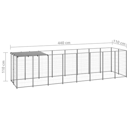 vidaXL Dog Kennel Silver 4,84 m² Steel 6