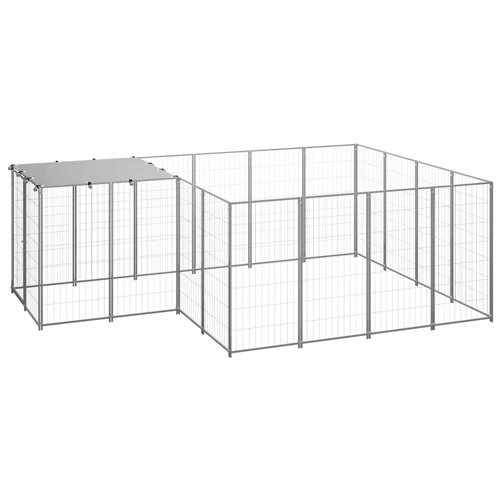 vidaXL Dog Kennel Silver 6,05 m² Steel 1