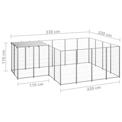 vidaXL Dog Kennel Silver 6,05 m² Steel 6