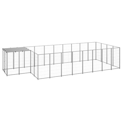 vidaXL Dog Kennel Silver 10,89 m² Steel 1