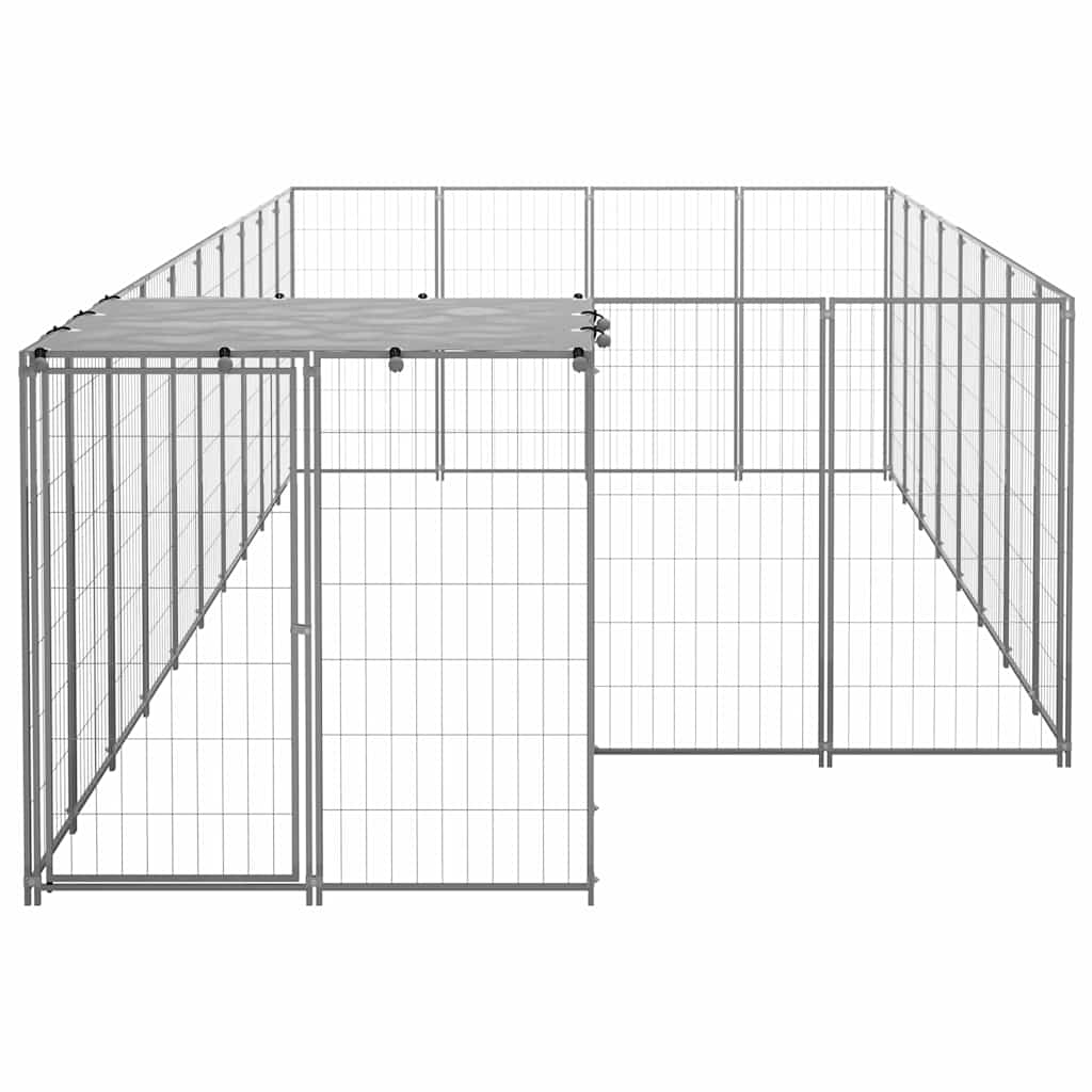 vidaXL Dog Kennel Silver 10,89 m² Steel 3