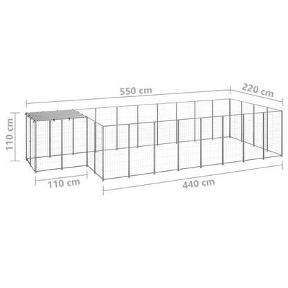 vidaXL Dog Kennel Silver 10,89 m² Steel 6