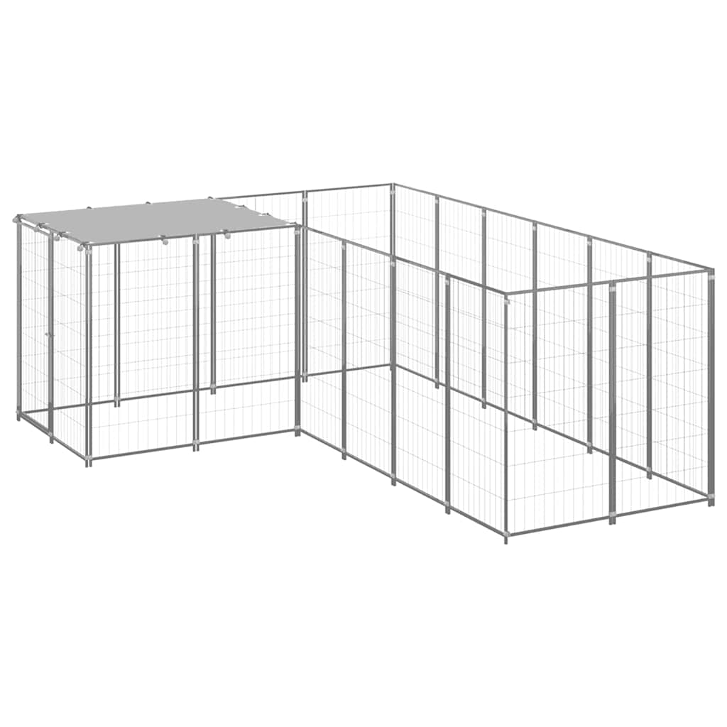 vidaXL Dog Kennel Silver 4,84 m² Steel 1