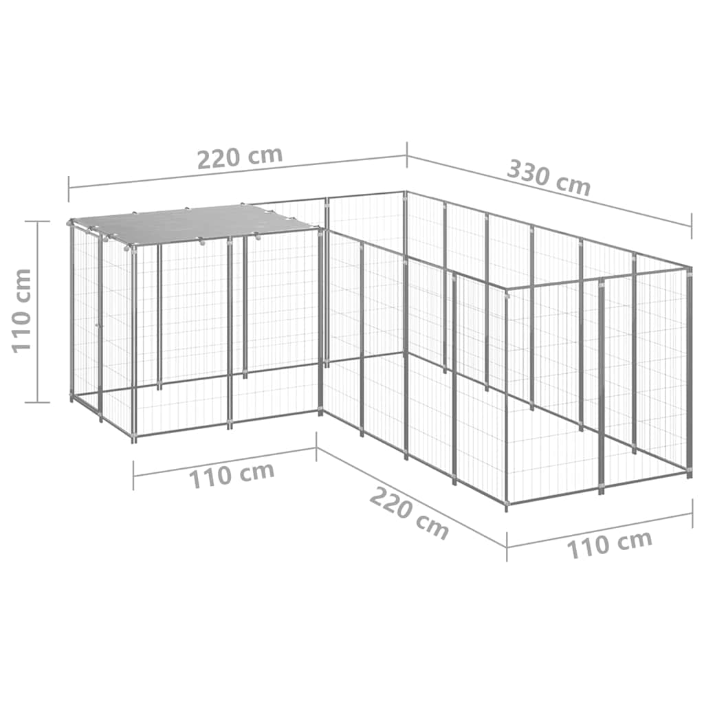 vidaXL Dog Kennel Silver 4,84 m² Steel 6