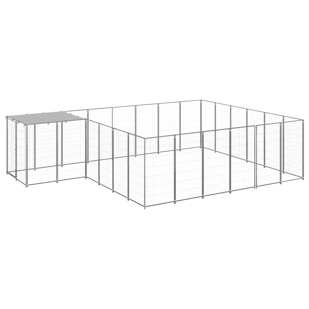 vidaXL Dog Kennel Silver 12,1 m² Steel 1