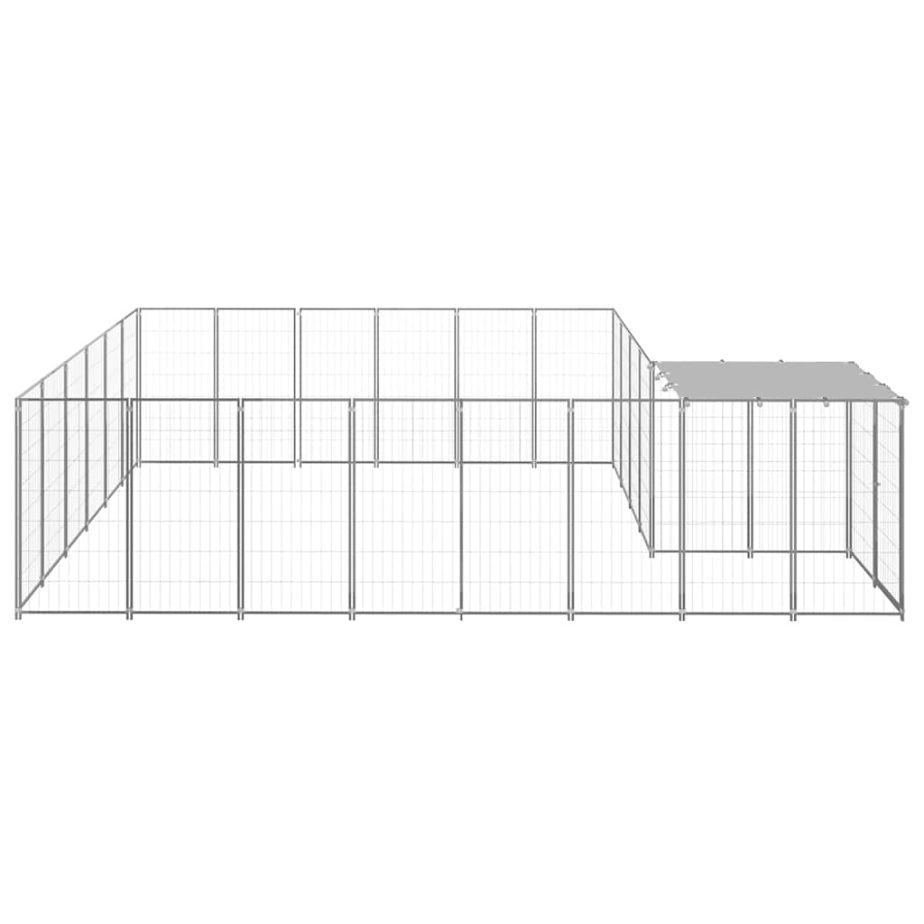 vidaXL Dog Kennel Silver 12,1 m² Steel 3