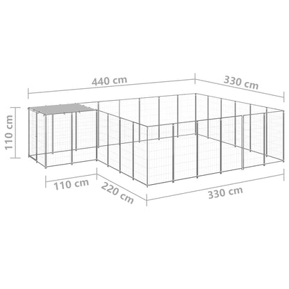 vidaXL Dog Kennel Silver 12,1 m² Steel 6