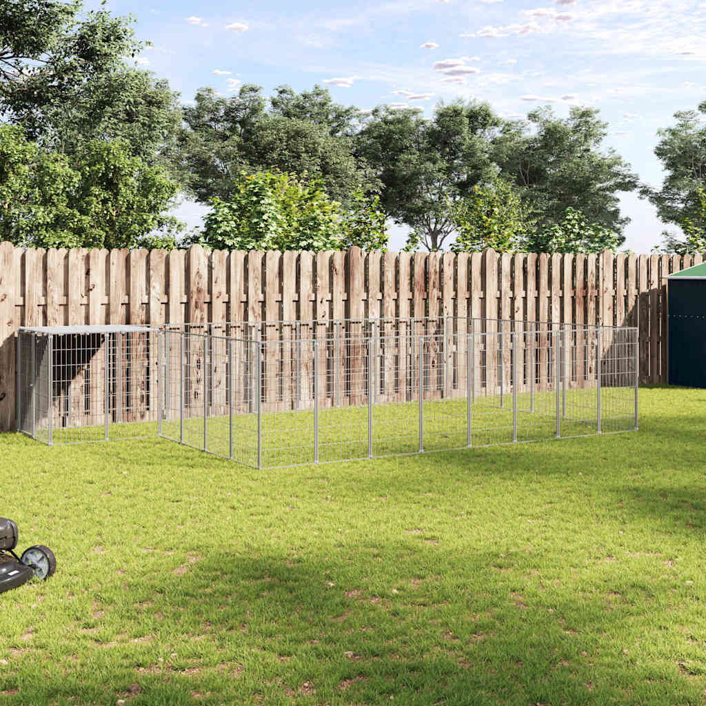 vidaXL Dog Kennel Silver 15,73 m² Steel 1