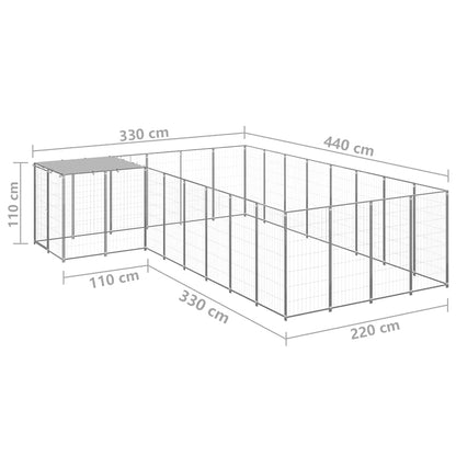 vidaXL Dog Kennel Silver 10,89 m² Steel 6