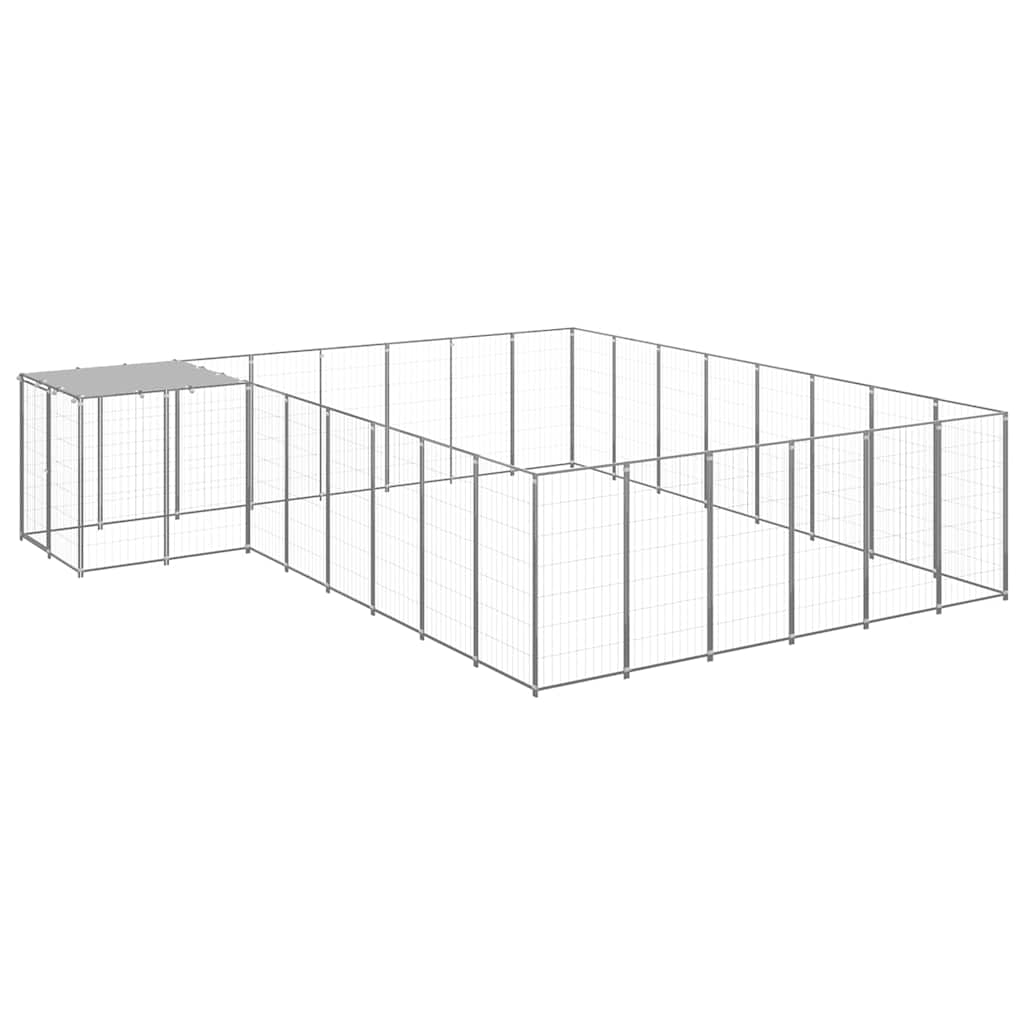 vidaXL Dog Kennel Silver 15,73 m² Steel 2