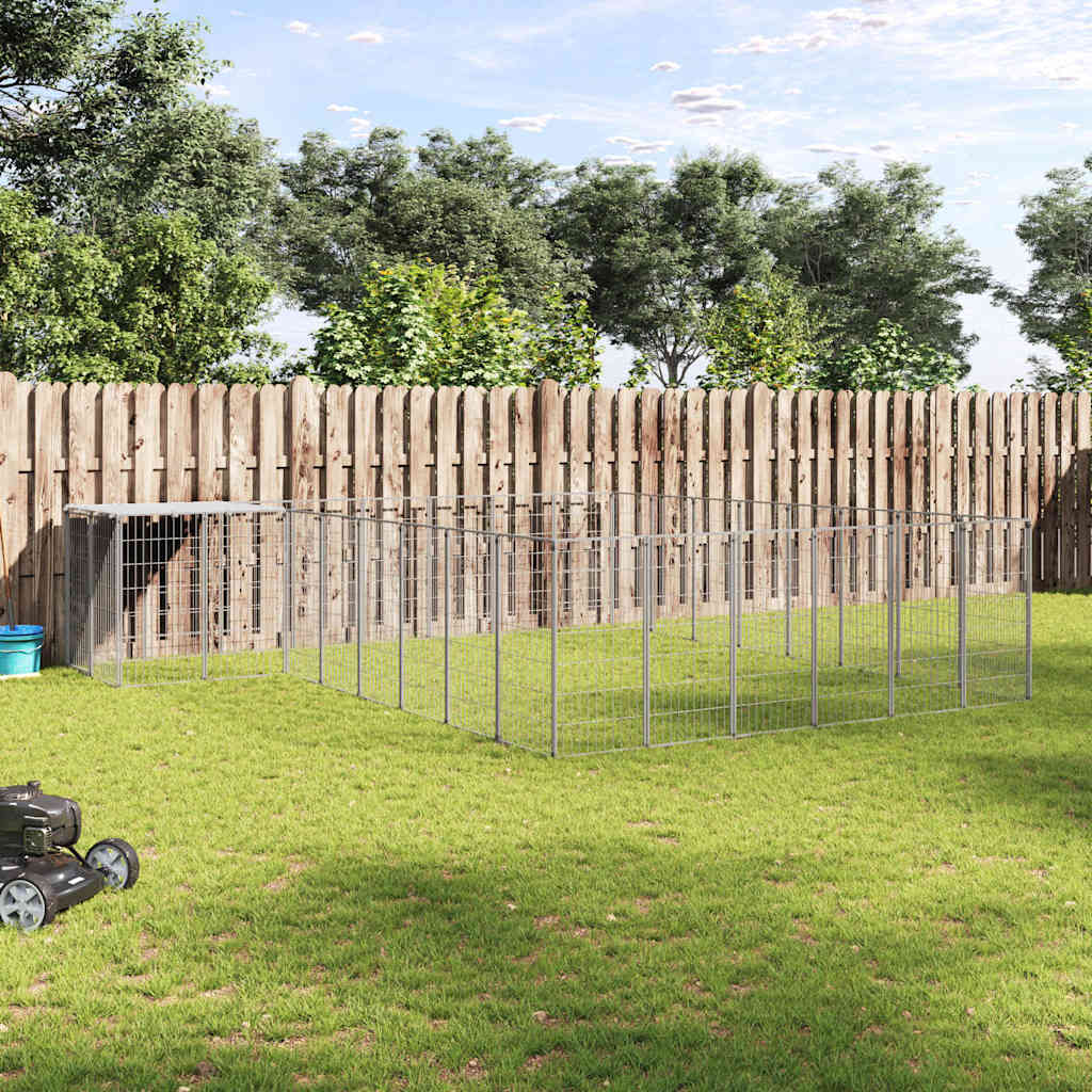 vidaXL Dog Kennel Silver 15,73 m² Steel 1