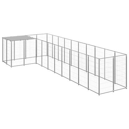vidaXL Dog Kennel Silver 7,26 m² Steel 1