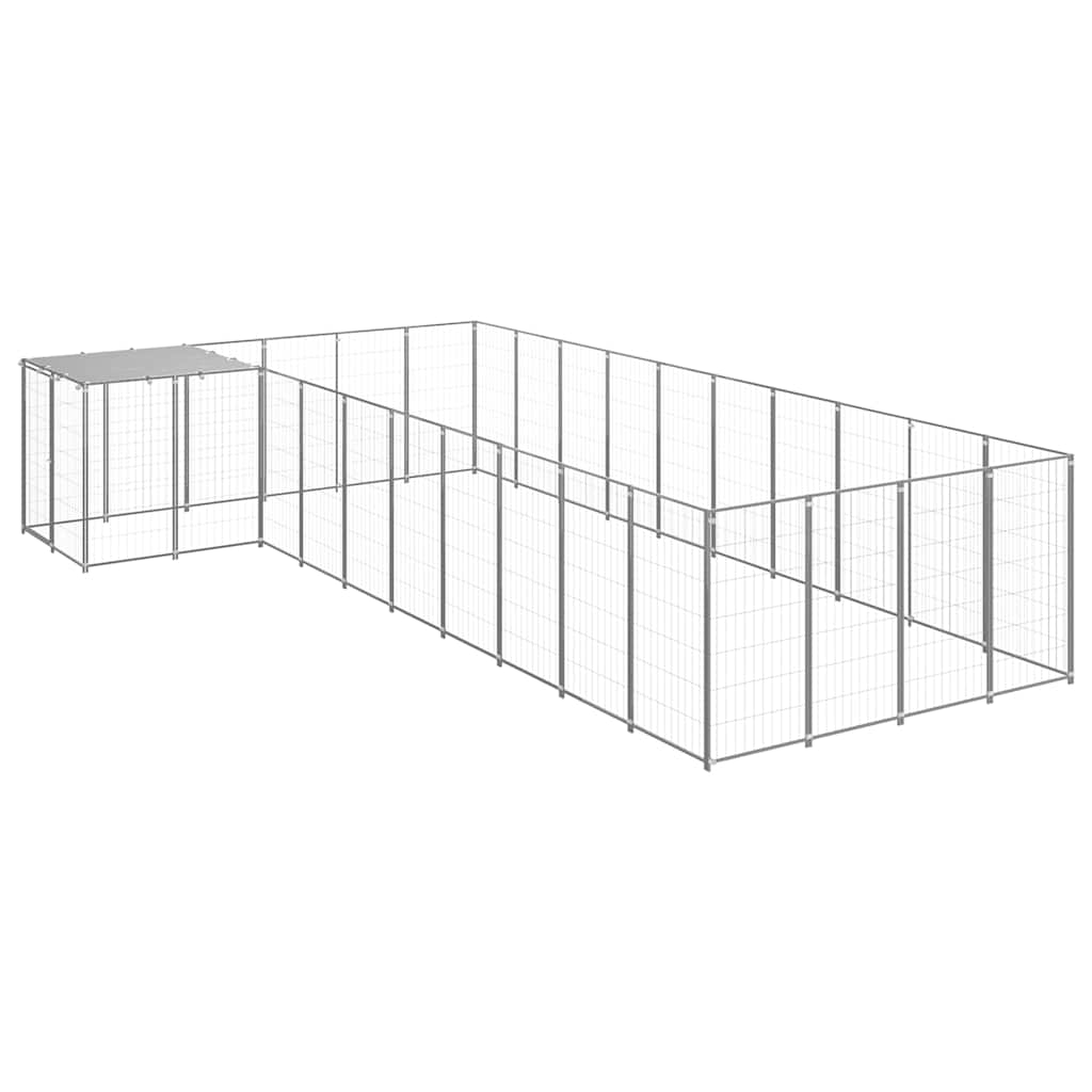 vidaXL Dog Kennel Silver 13,31 m² Steel 2