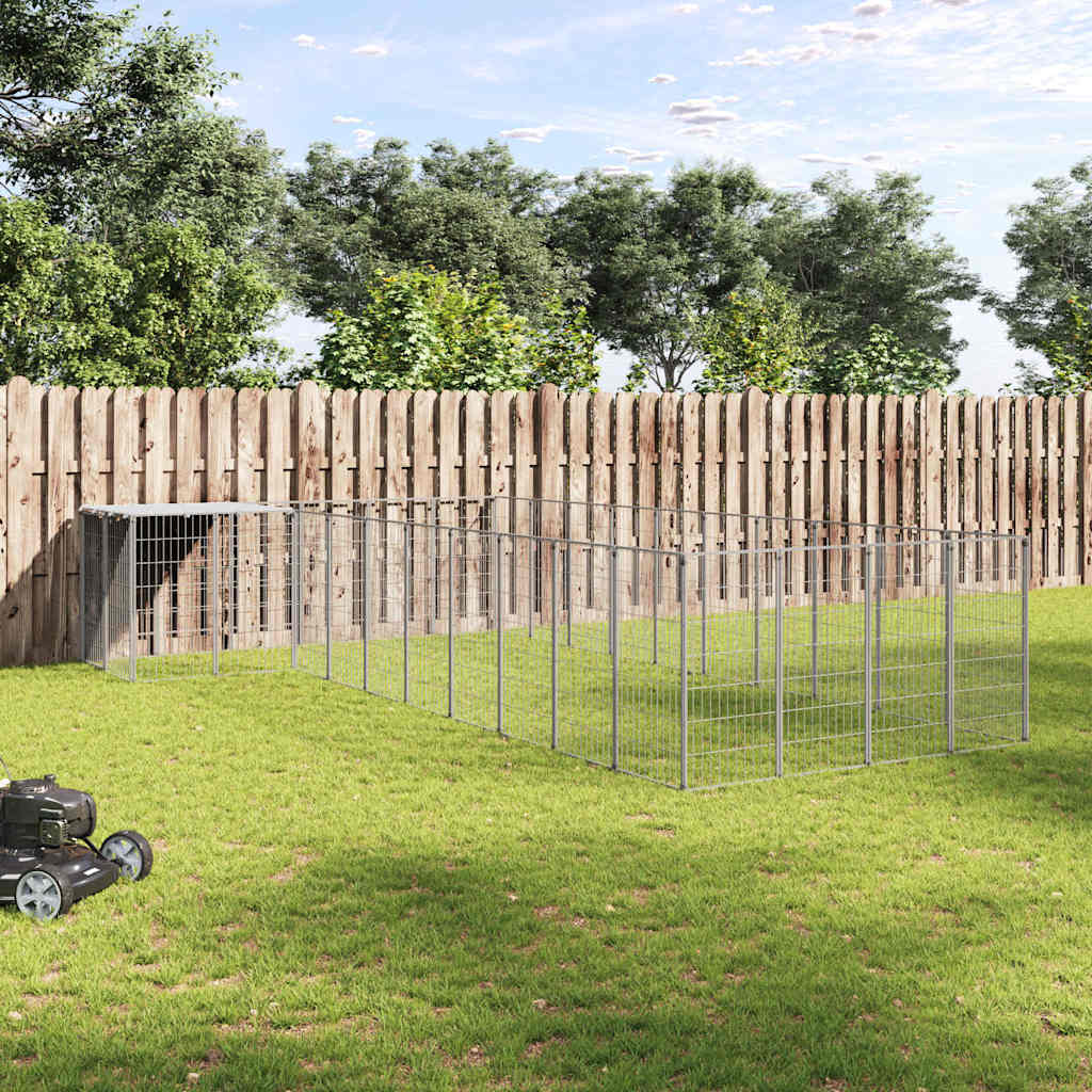 vidaXL Dog Kennel Silver 13,31 m² Steel 1