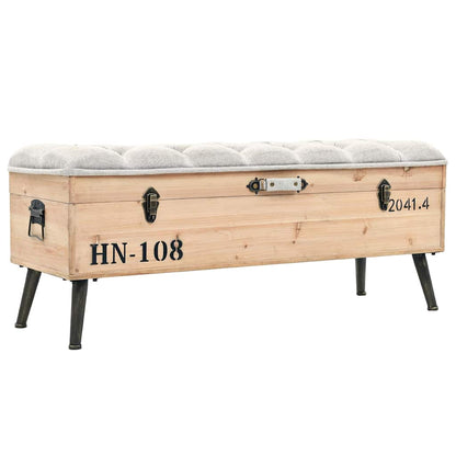 vidaXL Storage Bench | Natural wood and grey fabric 1