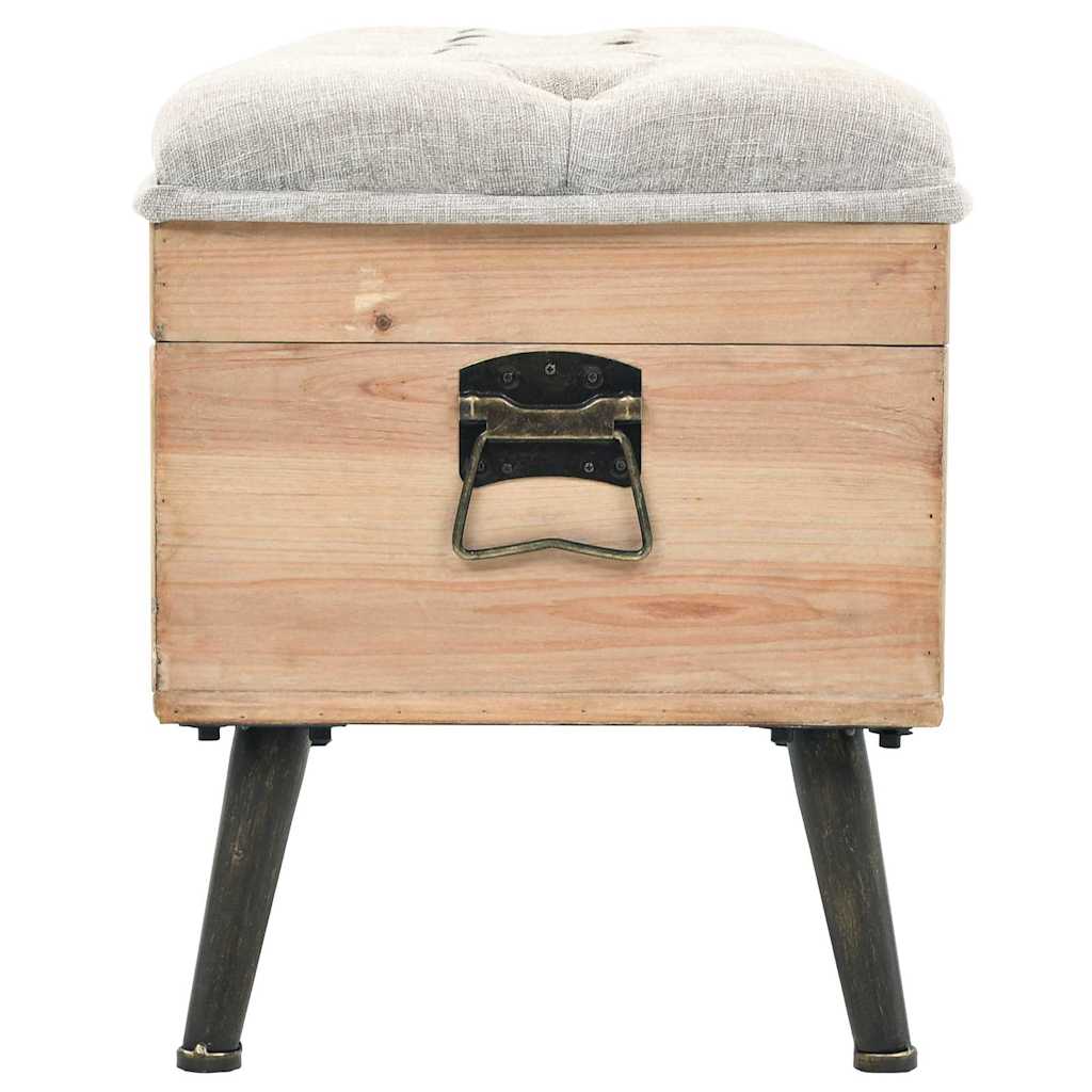 vidaXL Storage Bench | Natural wood and grey fabric 3