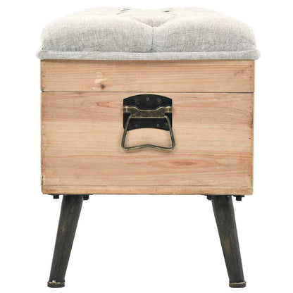 vidaXL Storage Bench | Natural wood and grey fabric 3