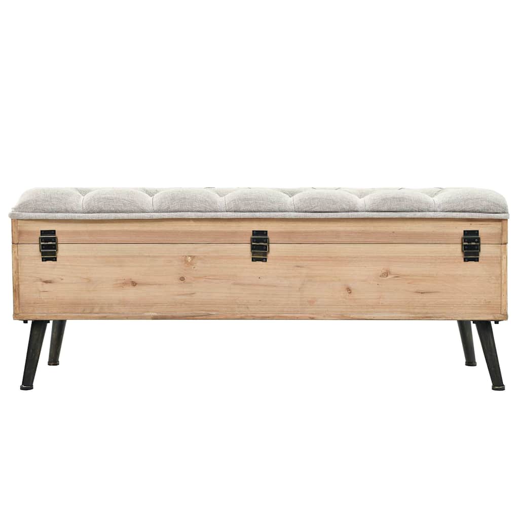 vidaXL Storage Bench | Natural wood and grey fabric 4