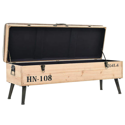 vidaXL Storage Bench | Natural wood and grey fabric 5