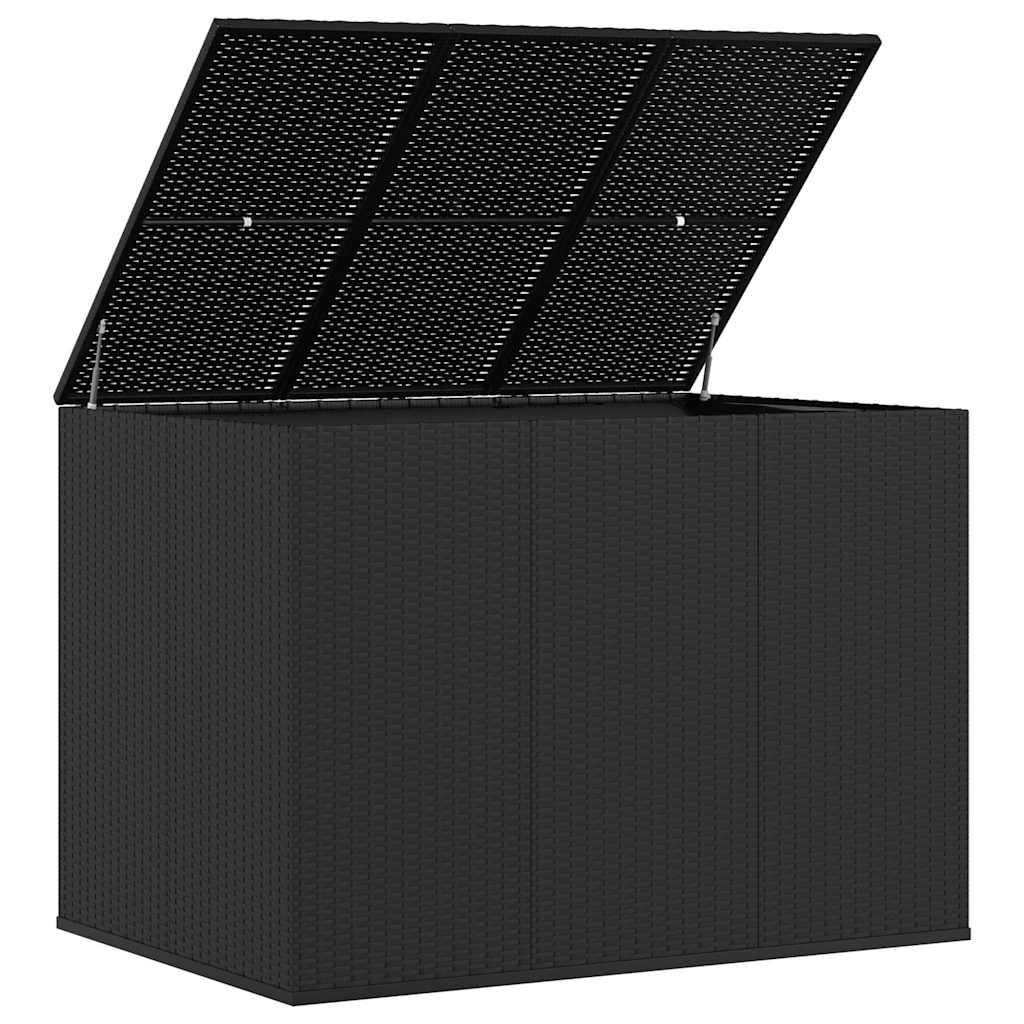 vidaXL Garden Cushion Box PE Rattan 145x100x103 cm Black 4