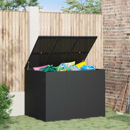 vidaXL Garden Cushion Box PE Rattan 145x100x103 cm Black 1