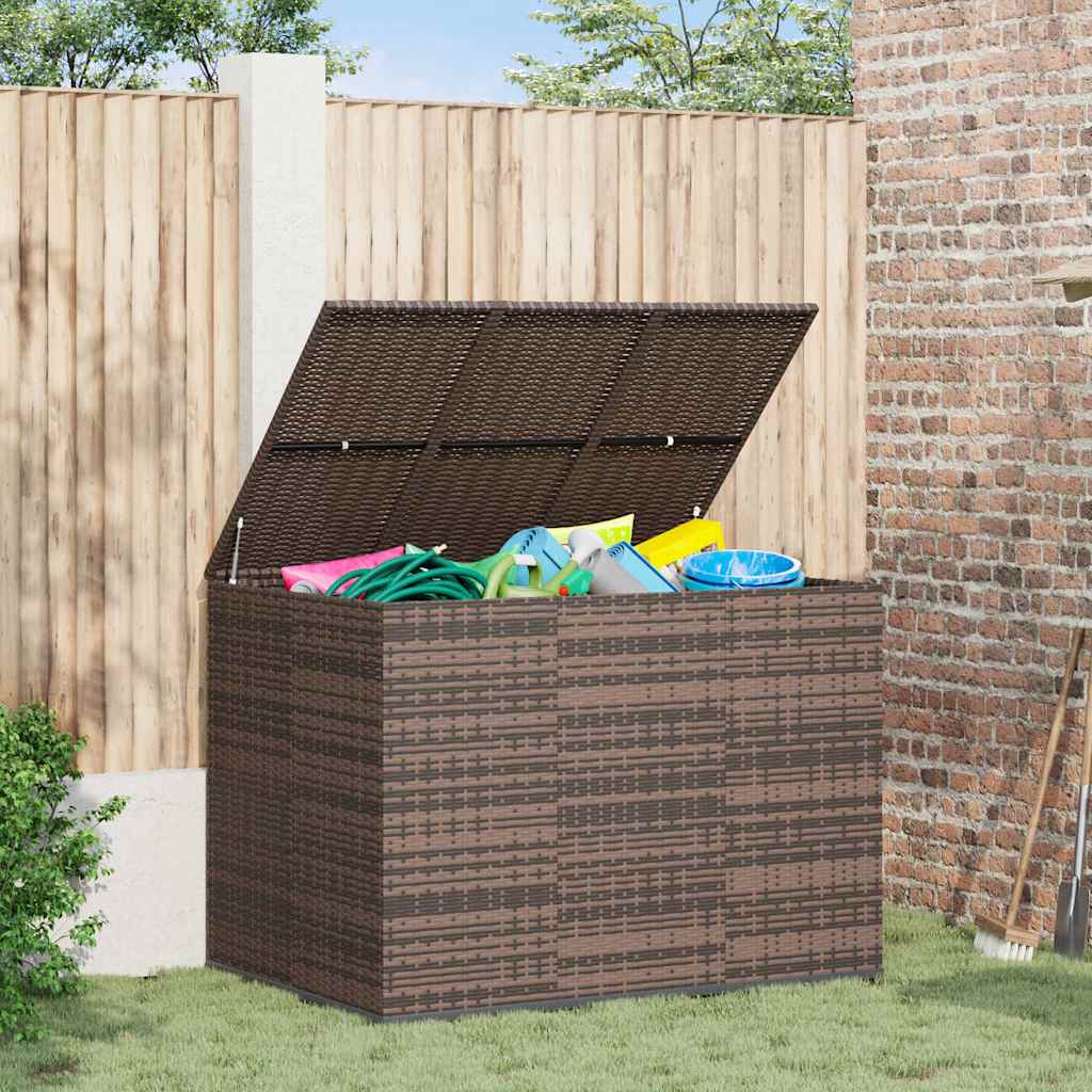 vidaXL Garden Cushion Box PE Rattan 145x100x103 cm Brown 1