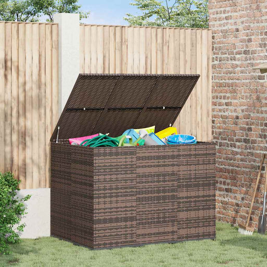 Garden Cushion Box PE Rattan Brown 145 cm 103 cm 100 cm