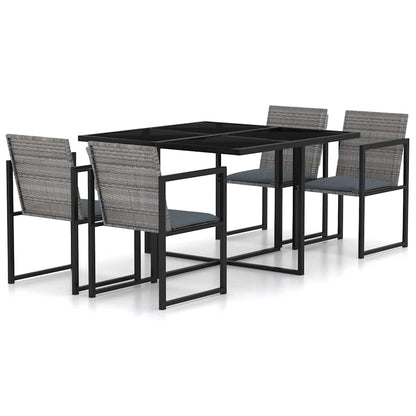 vidaXL 5 Piece Outdoor Dining Set with Cushions Poly Rattan Grey 1