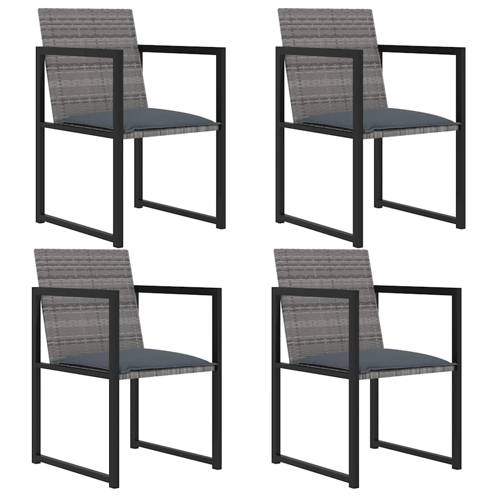 vidaXL 5 Piece Outdoor Dining Set with Cushions Poly Rattan Grey 2