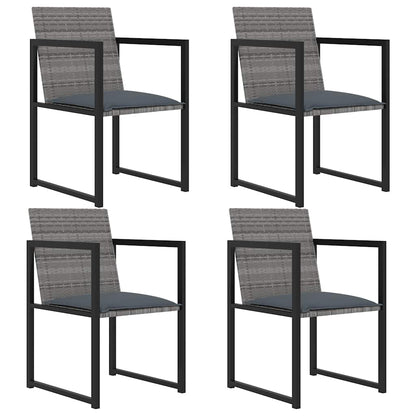 vidaXL 5 Piece Outdoor Dining Set with Cushions Poly Rattan Grey 2