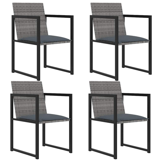 vidaXL 5 Piece Outdoor Dining Set with Cushions Poly Rattan Grey 2