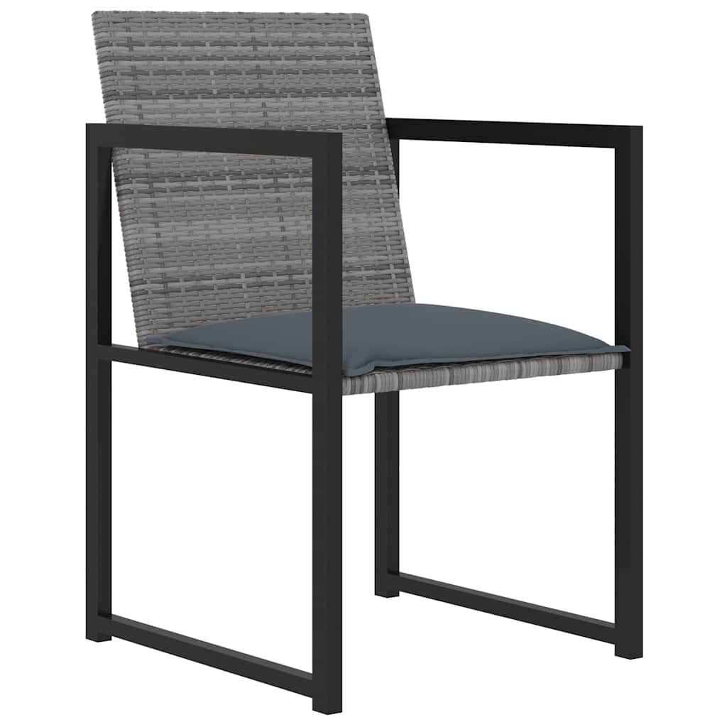 vidaXL 5 Piece Outdoor Dining Set with Cushions Poly Rattan Grey 3