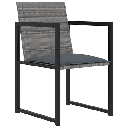 vidaXL 5 Piece Outdoor Dining Set with Cushions Poly Rattan Grey 3