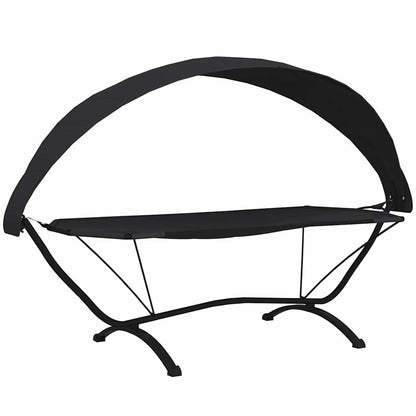 Outdoor Lounge Bed with Canopy Steel and Oxford Fabric Black