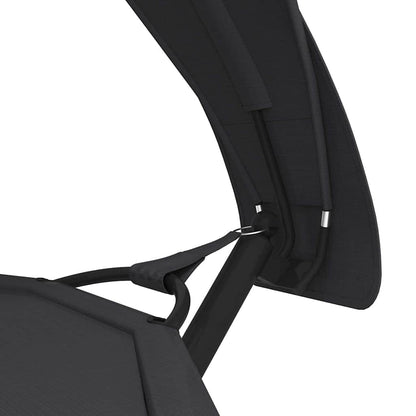Outdoor Lounge Bed with Canopy Steel and Oxford Fabric Black