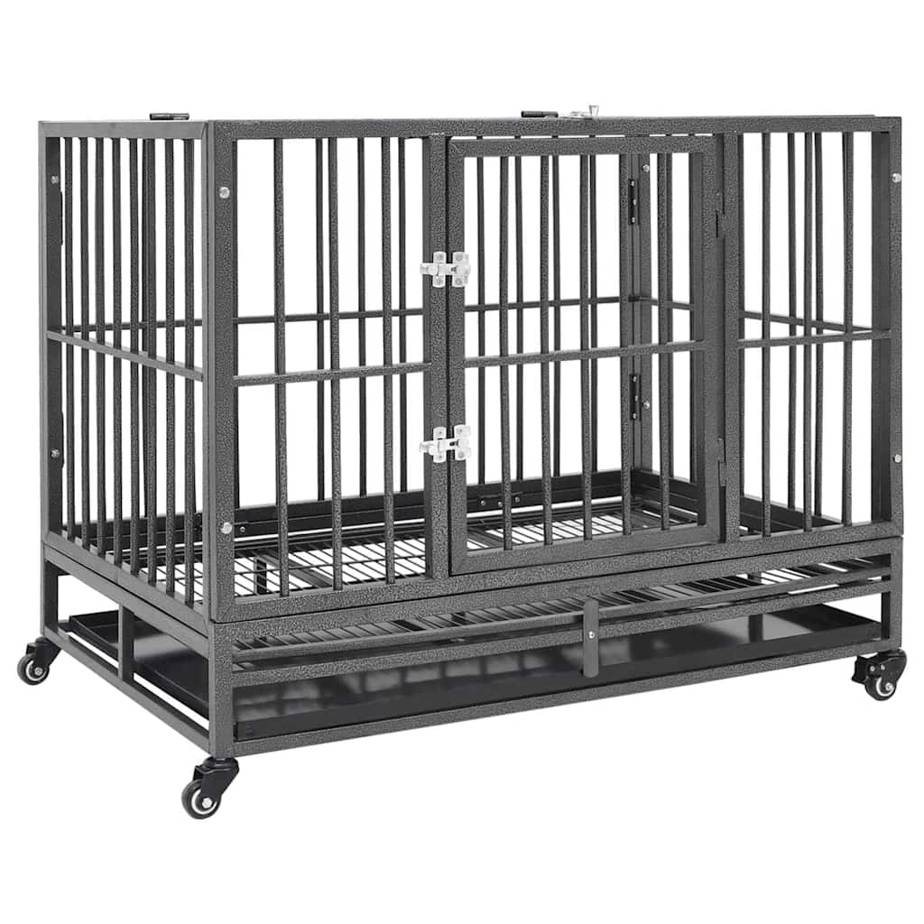 vidaXL Dog Cage | Black and Silver | Steel with silver spray painting | Large 1