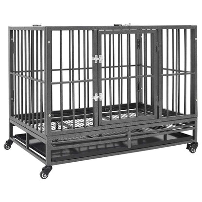 vidaXL Dog Cage | Black and Silver | Steel with silver spray painting | Large 1